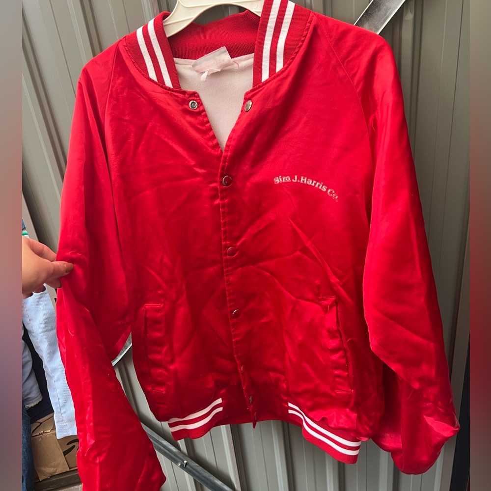 Vintage Letterman style bomber silk jacket